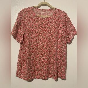OLD NAVY Floral Short Sleeve Tee Shirt XL Pit to Pit 24 inches, Length 25.5 in